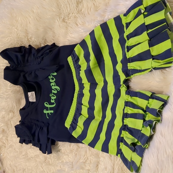 Cute green and navy outfit size 6-9 months - Picture 6 of 8